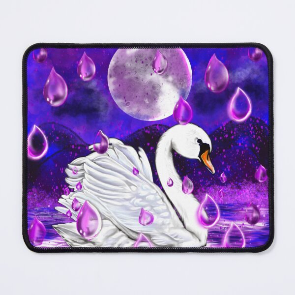 Item preview, Blue and purple beautiful swan with rain drops falling into Water designed and sold by Artonmytee.
