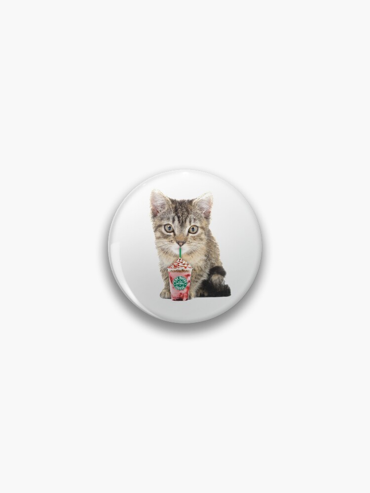 Thumbnail 1 of 3, Pin, Cat milkshake by Alice Monber designed and sold by alicemonbercomp.