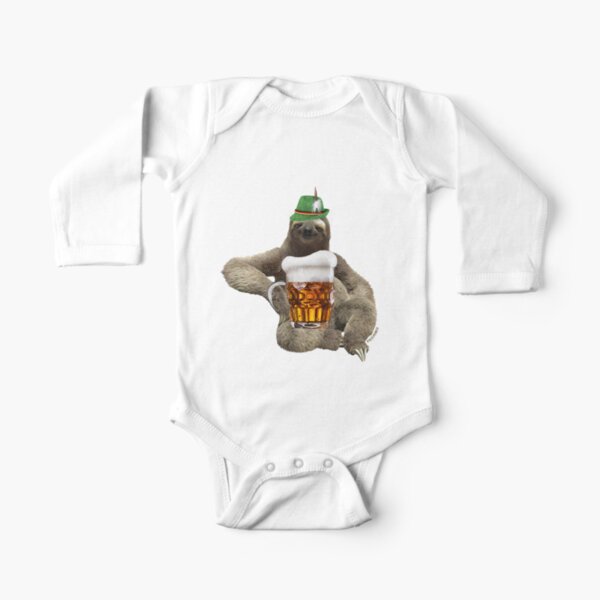 Sloth Octoberfest by Alice Monber Long Sleeve Baby One-Piece