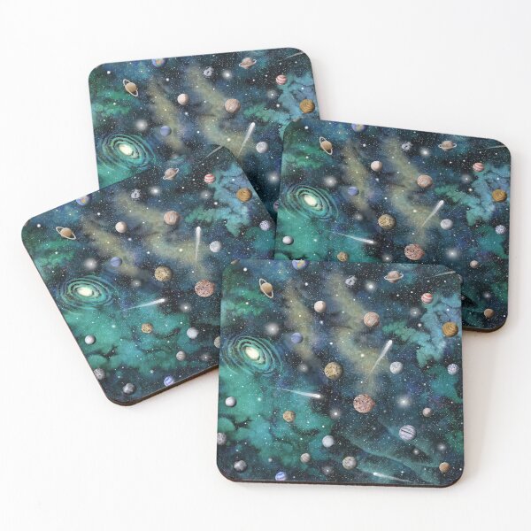 Item preview, Space, planets and comets painted in watercolor designed and sold by Rebecca Reck Art.