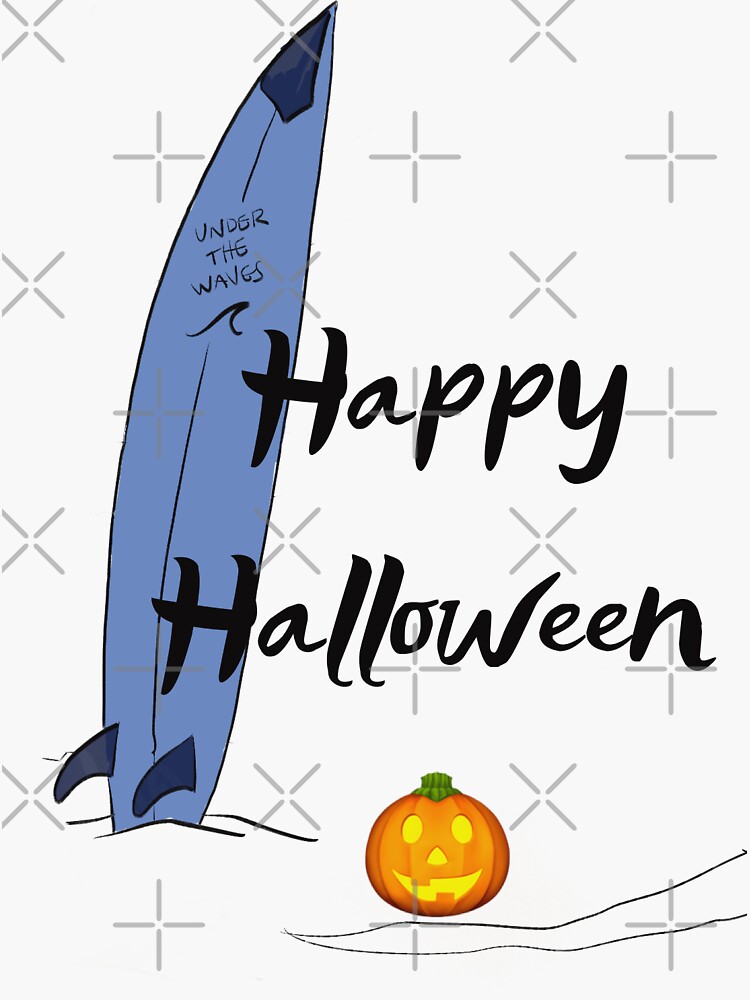 Thumbnail 3 of 3, Sticker, Halloween for surfers surf surfing pumpkin spirit designed and sold by UnderWaves.