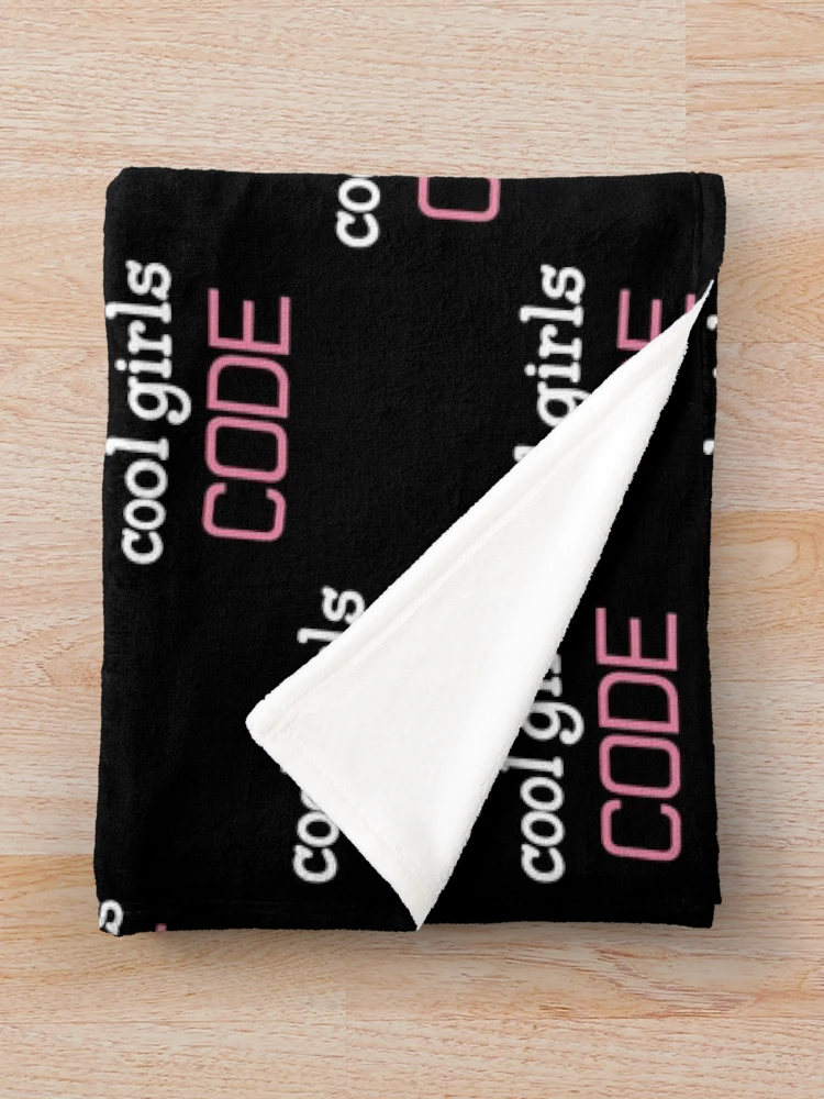 Imagen 3 de 6, Manta con la obra 'Cool Girls Code' (Black/Pink), diseñada y vendida por The Button Gal.