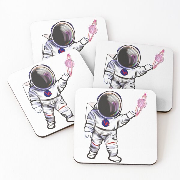Item preview, Astronaut 2 in Space suit reaching  out to touch planet Saturn’s ring designed and sold by Artonmytee.