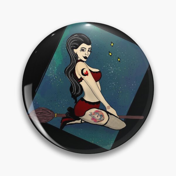 Item preview, Gloomy Pin Up Witch broom stick designed and sold by DemonicGloom.
