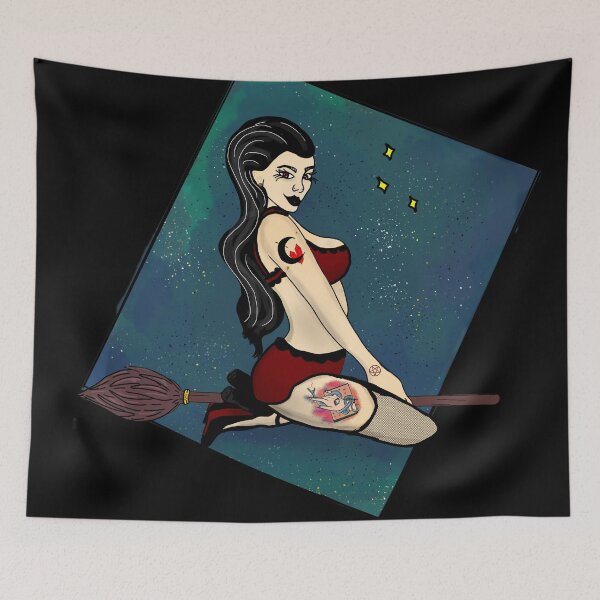 Item preview, Gloomy Pin Up Witch broom stick designed and sold by DemonicGloom.