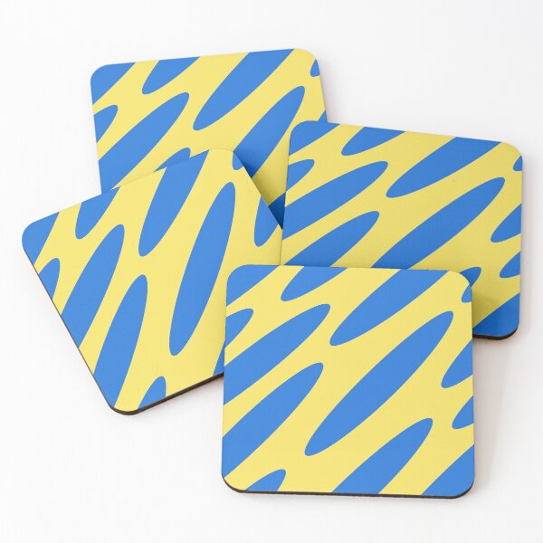 Item preview, Elongated Blue Shapes on a Yellow Background Abstract Design designed and sold by ThisNThatImages.