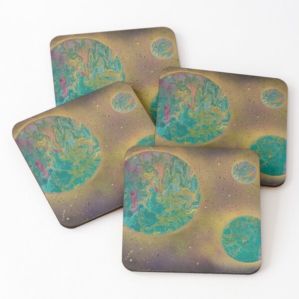 Galaxy - Acrylic Paint Pour & Spray Paint Coasters (Set of 4)