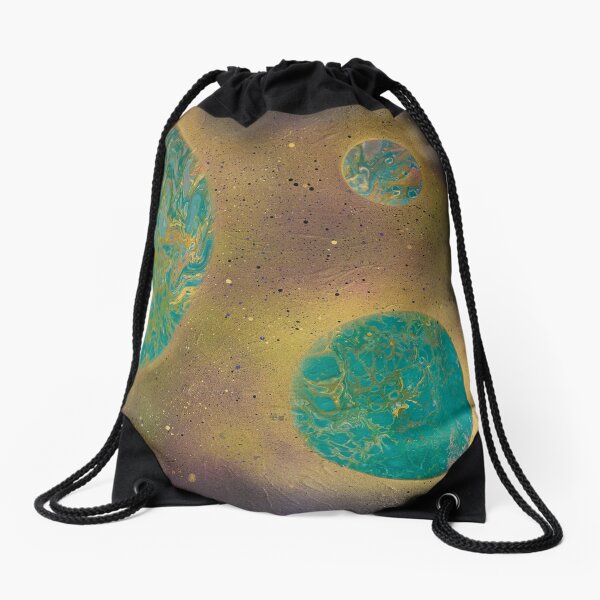 Galaxy - Acrylic Paint Pour & Spray Paint Drawstring Bag