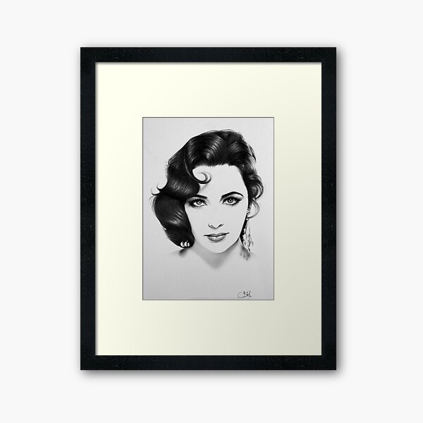 Elizabeth Taylor Minimal Portrait Framed Art Print