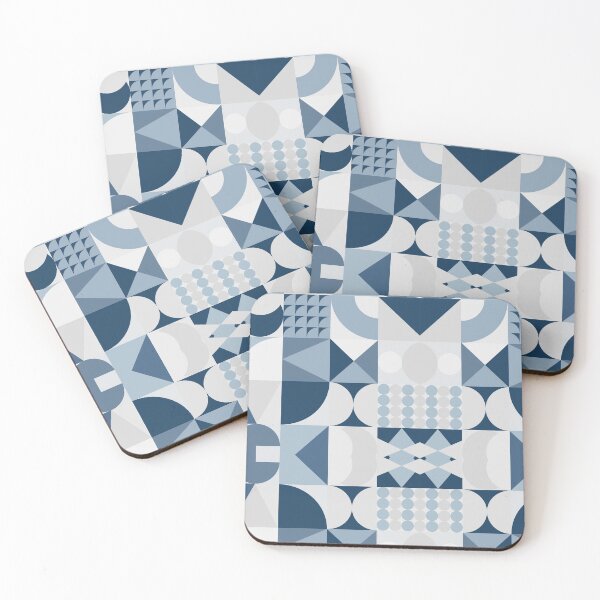 Item preview, Midcentury Modern Geometric Mid Mod Modernist Pattern Grey & Blue  designed and sold by ArtBIU.