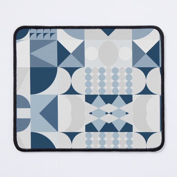 Item preview, Midcentury Modern Geometric Mid Mod Modernist Pattern Grey & Blue designed and sold by ArtBIU.