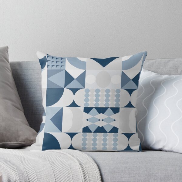 Item preview, Midcentury Modern Geometric Mid Mod Modernist Pattern Grey & Blue  designed and sold by ArtBIU.