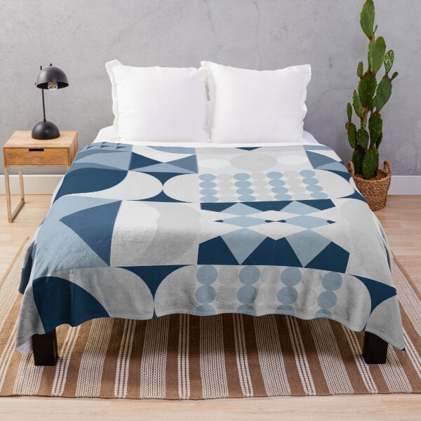 Item preview, Midcentury Modern Geometric Mid Mod Modernist Pattern Grey & Blue designed and sold by ArtBIU.