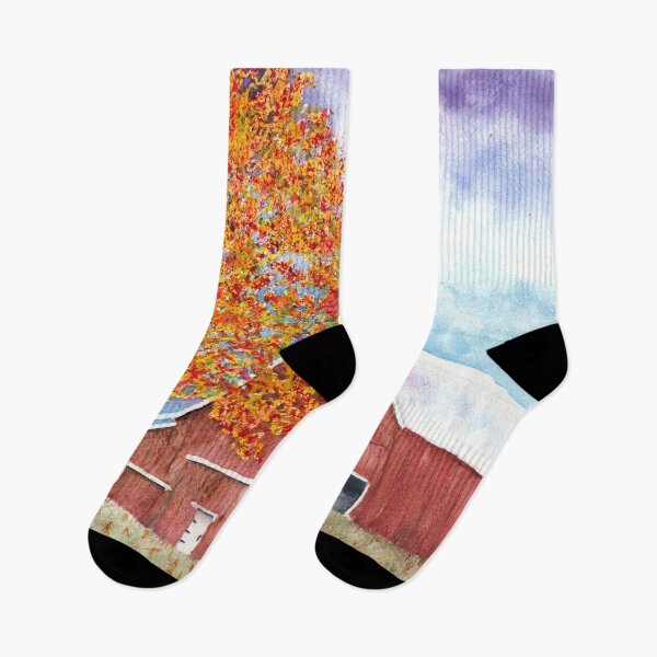 Item preview, Autumn Skies over Red Barn designed and sold by The Elderberry Blossom.