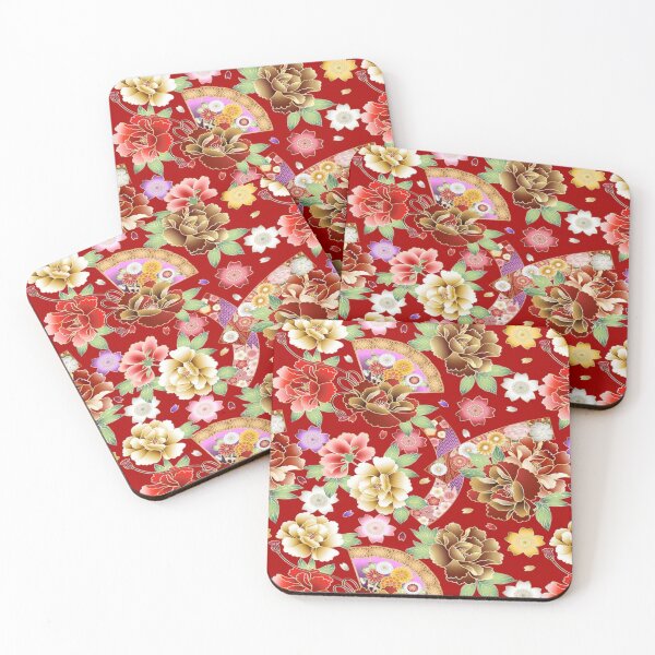 Artikelvorschau, Lebhaftes orientalisches japanisches Blumenfächermuster. Rosen und abstrakte Blumen, Fächer entworfen und verkauft von silviaol.
