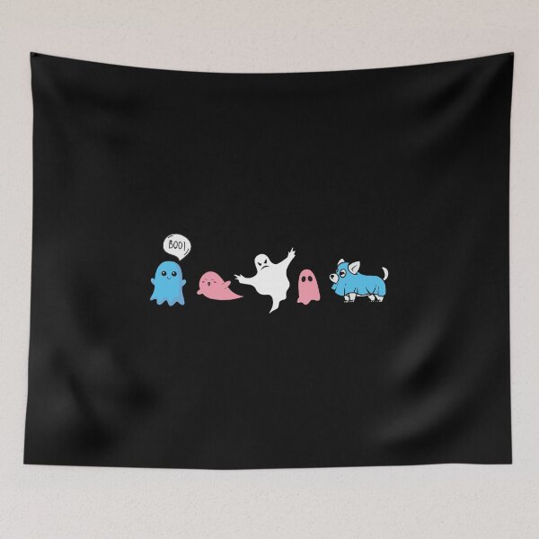 Item preview, Cute Trans Flag Ghosts and Dog. Transgender Pride designed and sold by Subtle Pride Shop.
