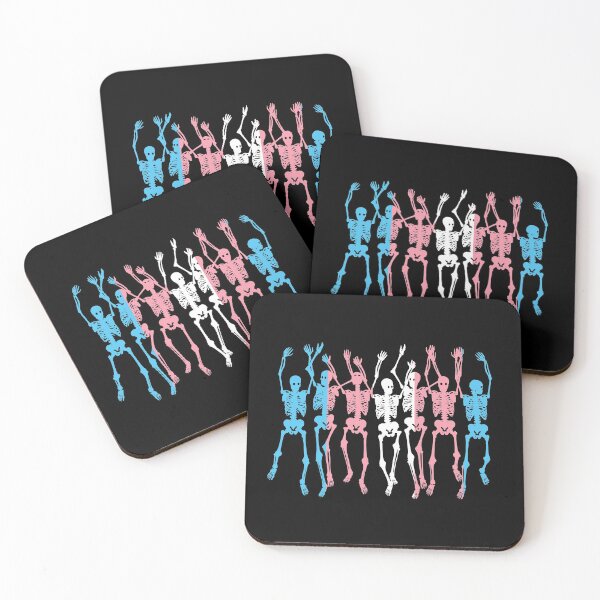 Item preview, Trans Flag Halloween Skeletons. Transgender Pride designed and sold by Subtle Pride Shop.