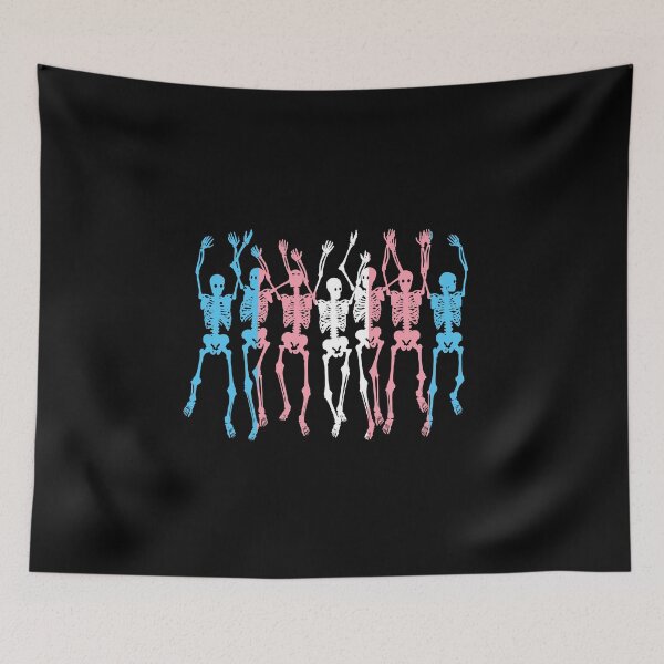 Item preview, Trans Flag Halloween Skeletons. Transgender Pride designed and sold by Subtle Pride Shop.