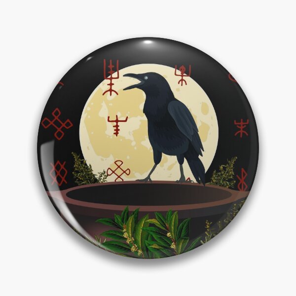 Item preview, Raven on Cauldron with Harvest Moon and Viking Runes designed and sold by FringyGingy.