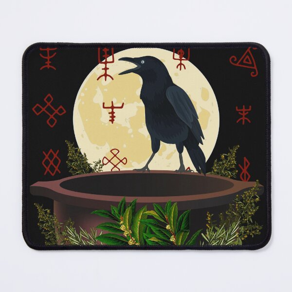 Item preview, Raven on Cauldron with Harvest Moon and Viking Runes designed and sold by FringyGingy.
