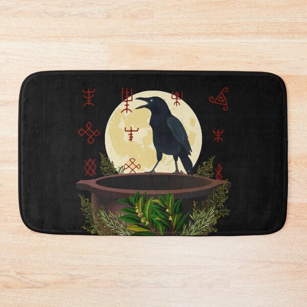 Item preview, Raven on Cauldron with Harvest Moon and Viking Runes designed and sold by FringyGingy.