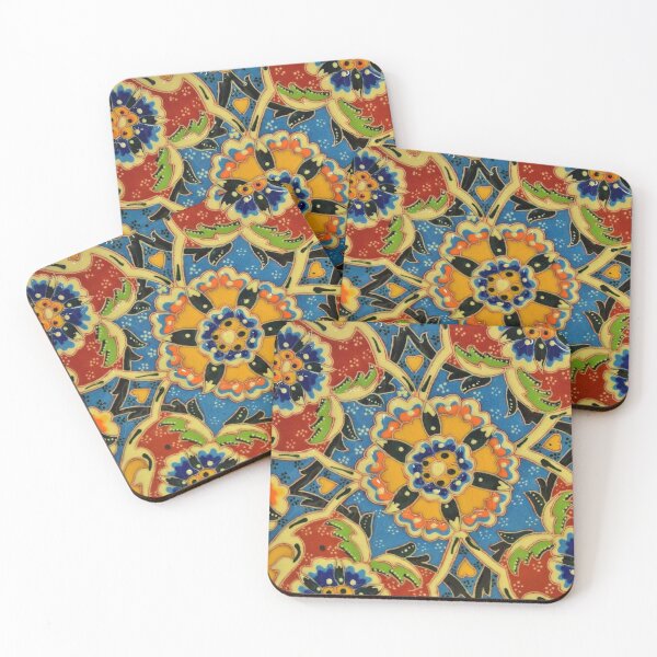 Artikelvorschau, Abstraktes, lebendiges, orientalisches, japanisches Blumenmosaikmuster. Buntes, geometrisches Blumenmuster entworfen und verkauft von silviaol.