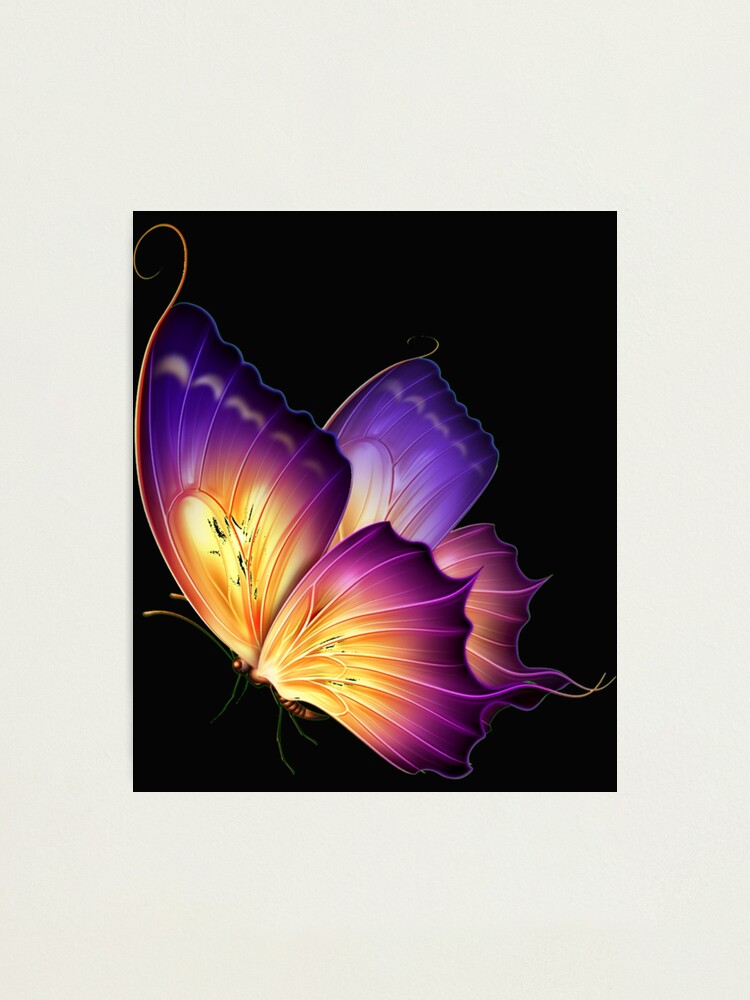 Impression photo « Papillon violet Emoji Mignon Kawaii Sensibilisation