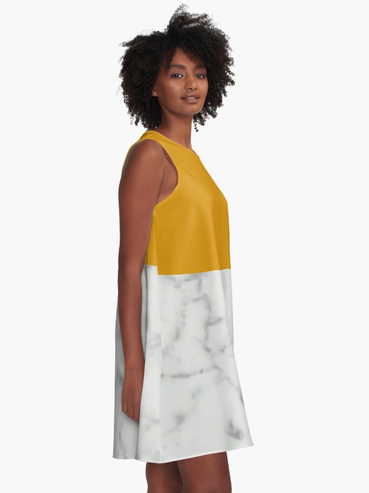 Alternate view of White Marble Stone Texture Pattern A-Line Dress