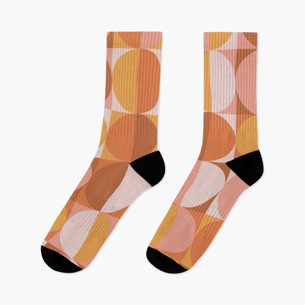 Item preview, Midcentury Modern Geometric Mid Mod Modernist Pattern Burnt Orange Pink Red designed and sold by ArtBIU.