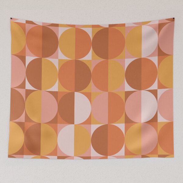 Item preview, Midcentury Modern Geometric Mid Mod Modernist Pattern Burnt Orange Pink Red designed and sold by ArtBIU.