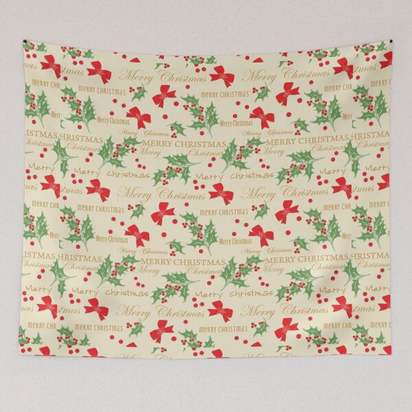 Item preview,  Merry Christmas Print Pattern - Vintage Holly Berry Christmas Pattern designed and sold by silviaol.