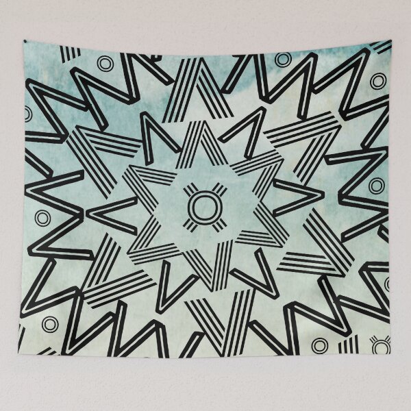 Item preview, Pastel Teal Watercolor Tie Dye Spikes Mandala  designed and sold by Designs By YL.