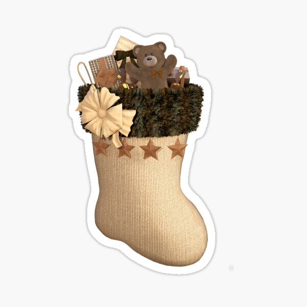 Country Christmas Stocking Design Sticker