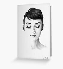 Audrey Hepburn Minimal Portrait Greeting Card