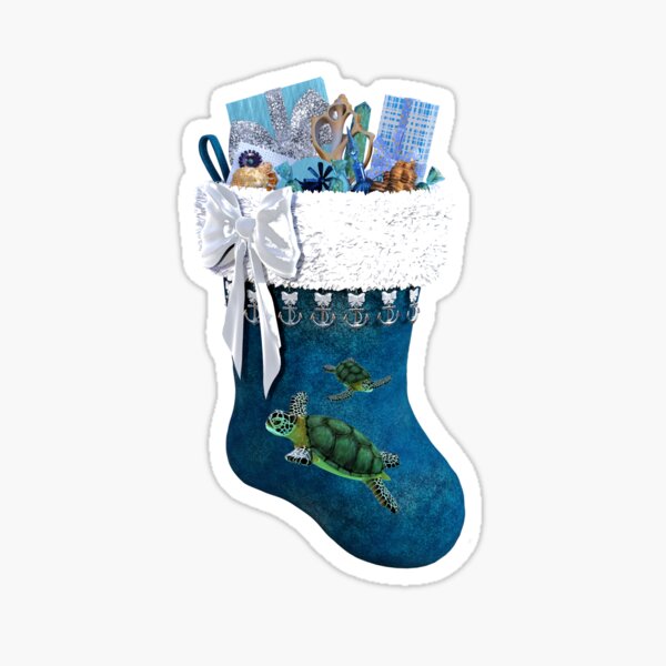 Sea Side Christmas Stocking Design Sticker
