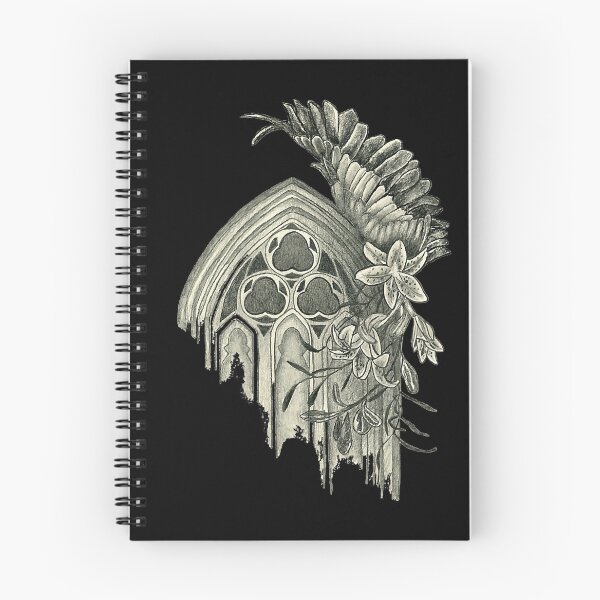 Item preview, Gothic building and bird wing lilies flowers leaves arch designed and sold by jessaminegr.