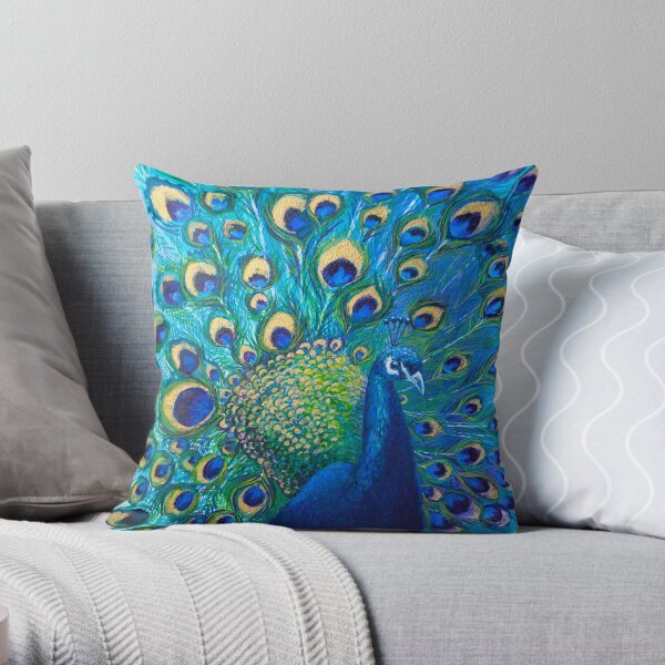 Full Glory Peacock Throw Pillow