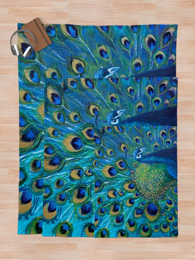 Alternate view of Full Glory Peacock Throw Blanket