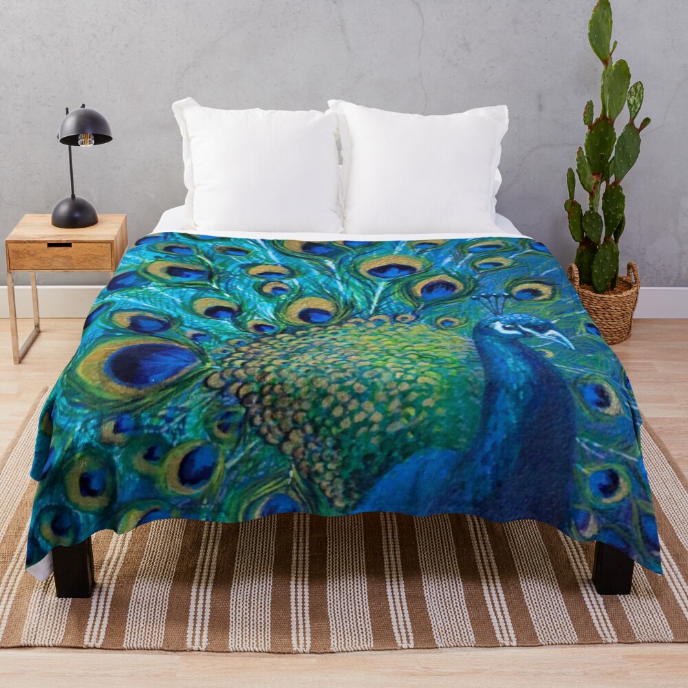 Full Glory Peacock Throw Blanket