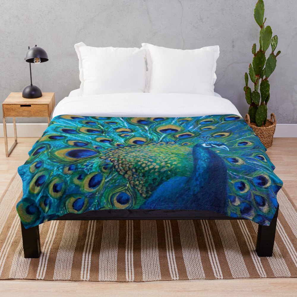 Full Glory Peacock Throw Blanket