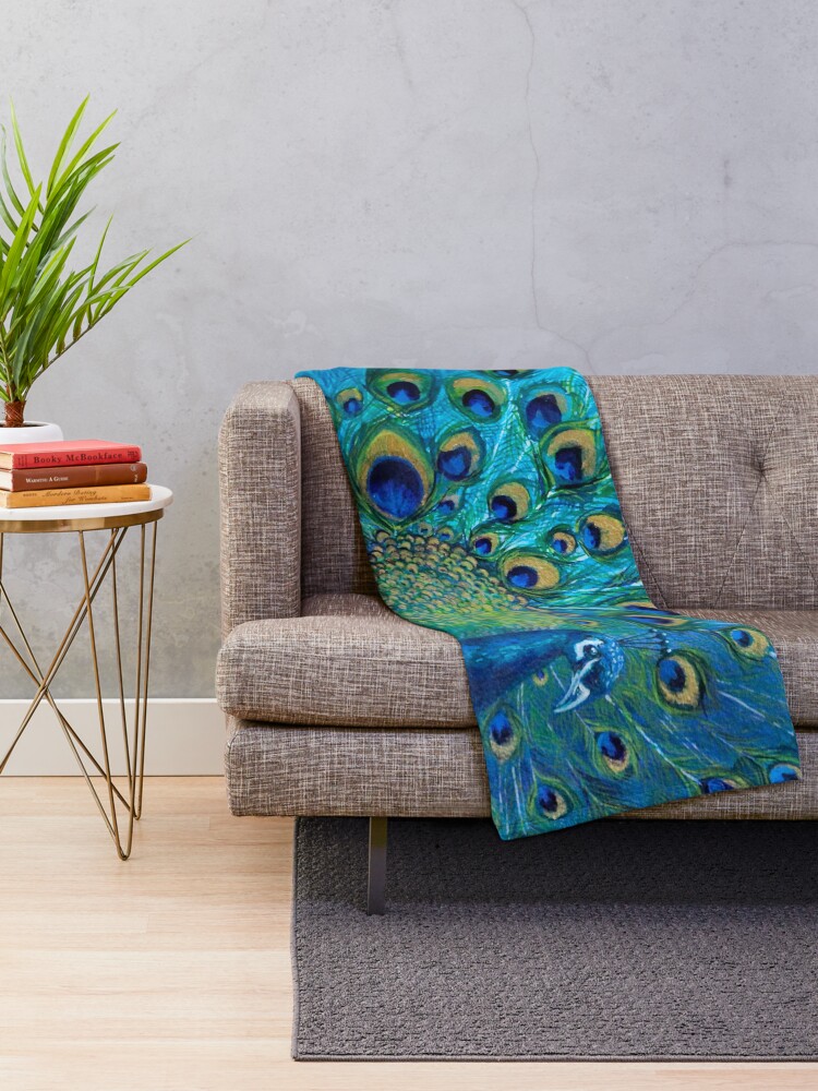 Alternate view of Full Glory Peacock Throw Blanket