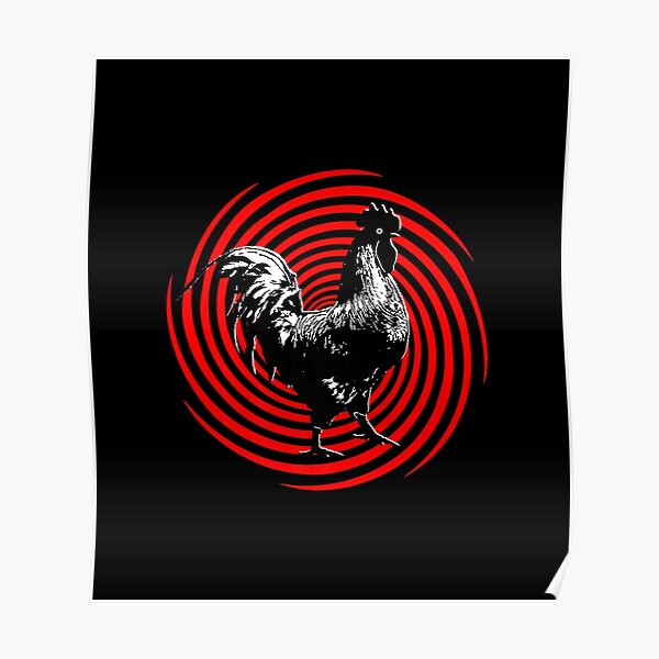 Chicken Hypnotic Trance Spiral Rooster Funny Hypno Poster