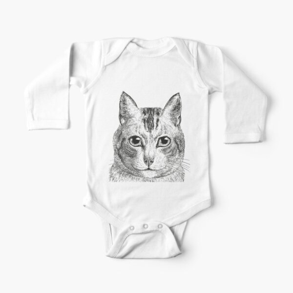 Cat | Black and White | Long Sleeve Baby One-Piece