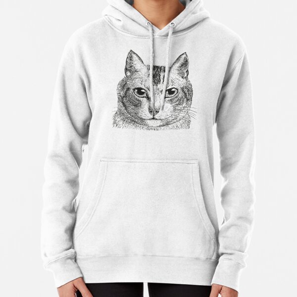 Cat | Black and White |  Pullover Hoodie