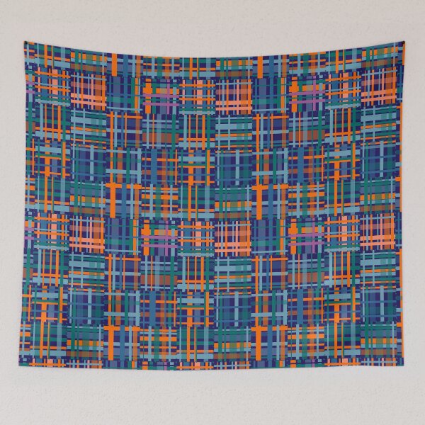 Artikelvorschau, Madras Plaid Blau/Orange entworfen und verkauft von pear-la.