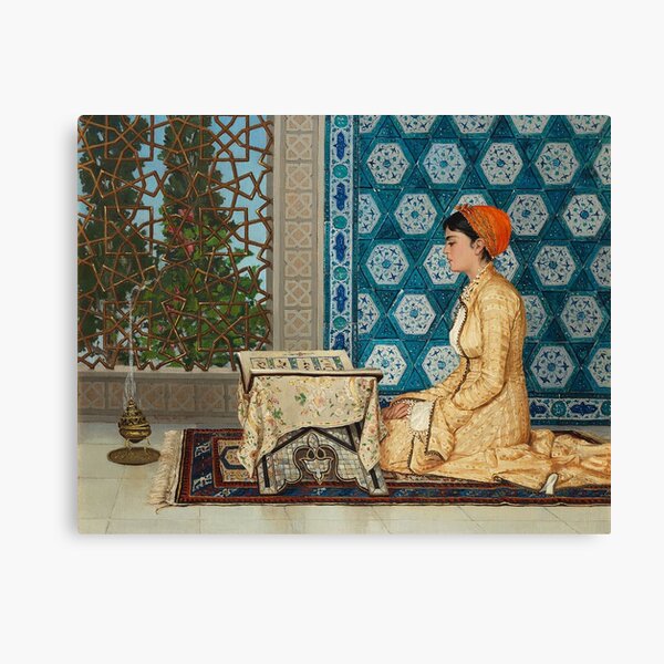 Young Woman Reading Qu'ran, Osman Hamdi, Osman Hamdi Bey, Legendary, Turkish, Painting, Kur'an Okuyan Kız, Girl Reading Qu'ran, Girl, Reading, Osman, Hamdi, Young Canvas Print