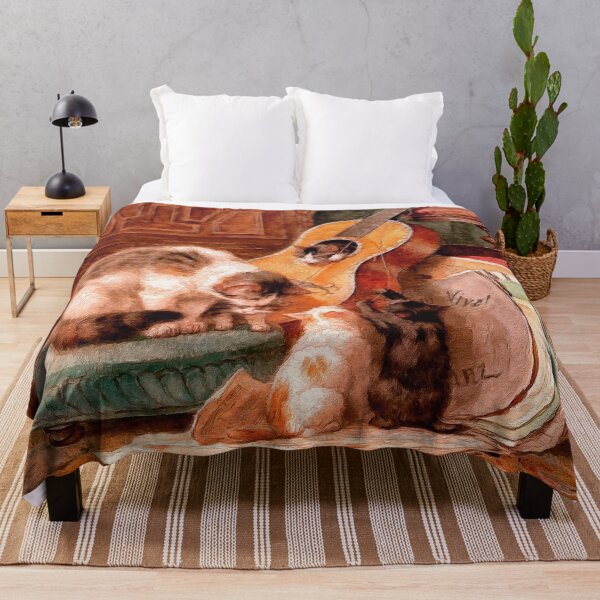 Item preview, Mama Cat Kittens and Guitar - Painterly Interpretation of The Musicians designed and sold by SeaChangeDesign.