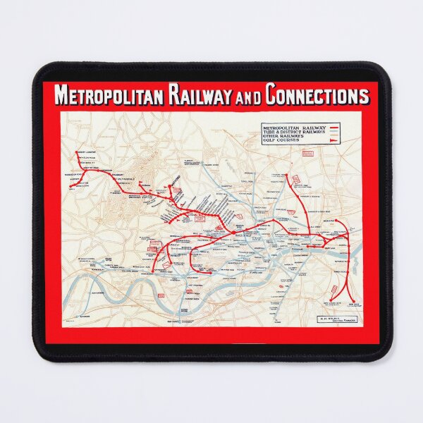 Aperçu de l'œuvre Carte vintage des chemins de fer métropolitains de Londres créée et vendue par Random Railways.