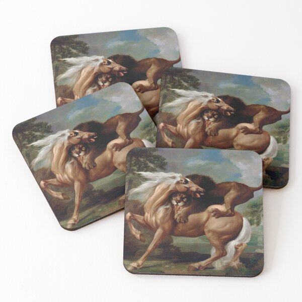 Item preview, vintage design lion attacking a horse designed and sold by AeroPlanet247.