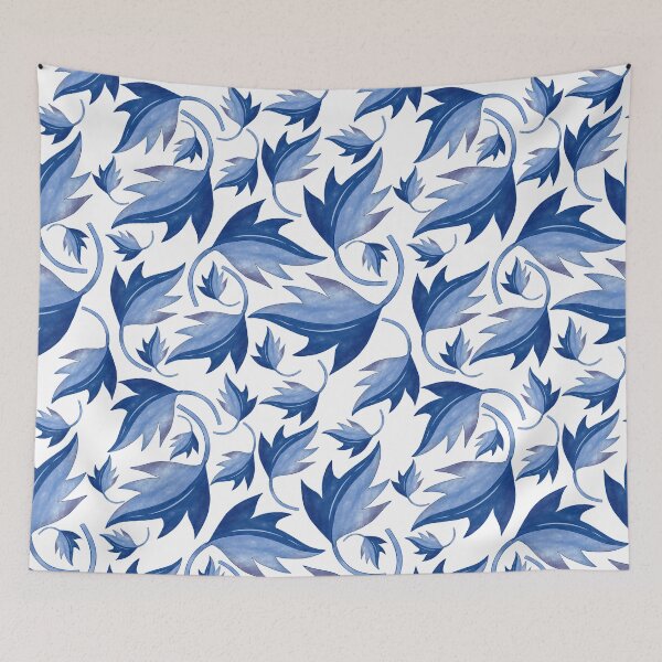 Item preview, Autumn Fall Leaves Chinoiserie Pattern - Vintage 17th Century Chinese Watercolor Motifs Blue designed and sold by Millusti.
